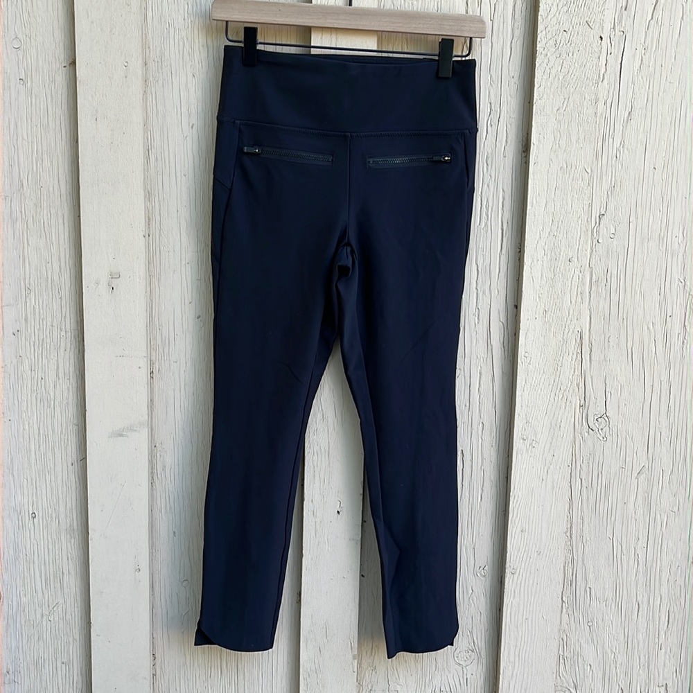 Athleta raw hem black zipper detail leggings